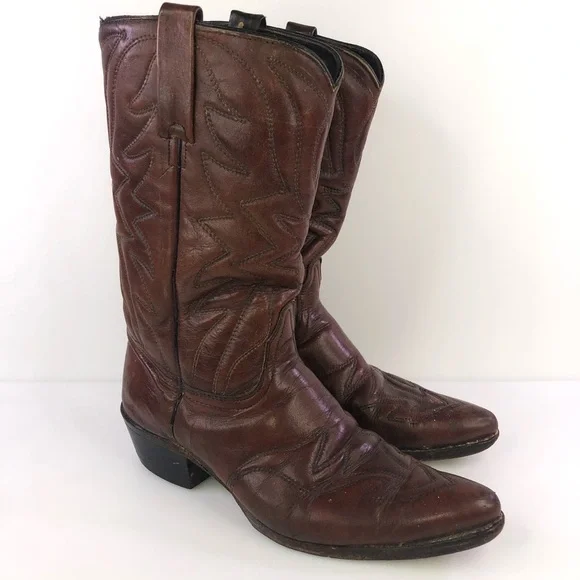 Vintage Durango Brown Leather Cowboy Western Boots Size 9.5 - Picture 1 of 10